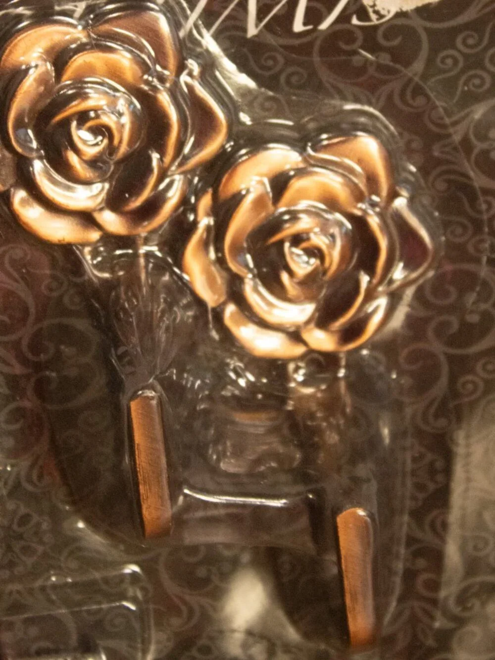 Citimis Rose Wall Hooks – Bronze Floral Metal Hooks – Set of 2 – New in Package